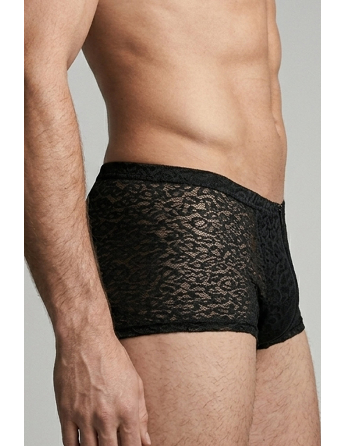 Boxer uomo nero leopardato con zip 